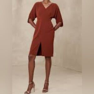Banana Republic Factory knee length sheath dress in Burnt Caramel